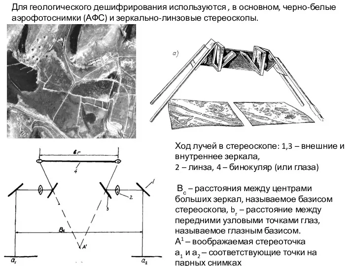 Для геологического дешифрирования используются , в основном, черно-белые аэрофотоснимки (АФС)