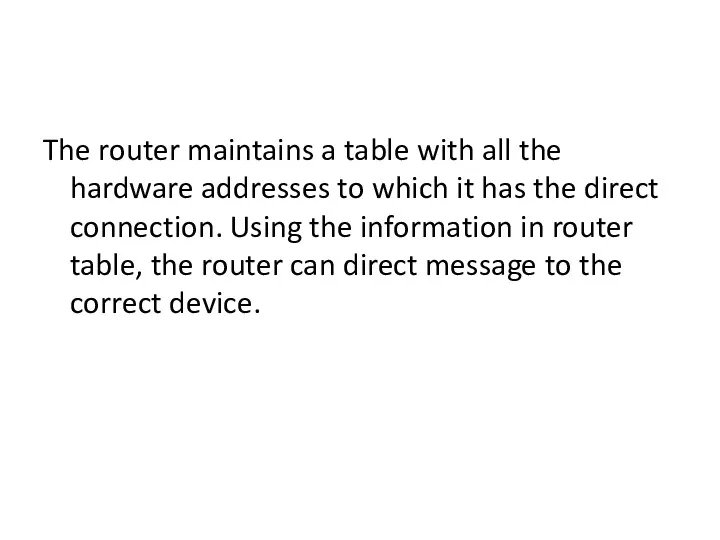 The router maintains a table with all the hardware addresses