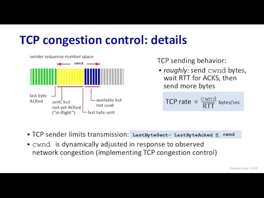 TCP congestion control: details Transport Layer: 3-
