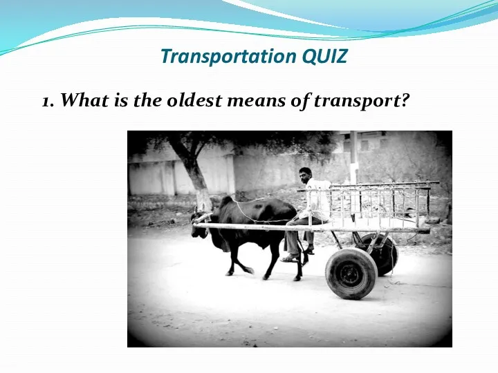 Transportation QUIZ 1. What is the oldest means of transport?