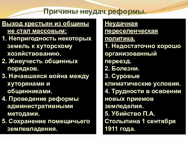 Причины неудач реформы. Выход крестьян из общины не стал массовым: