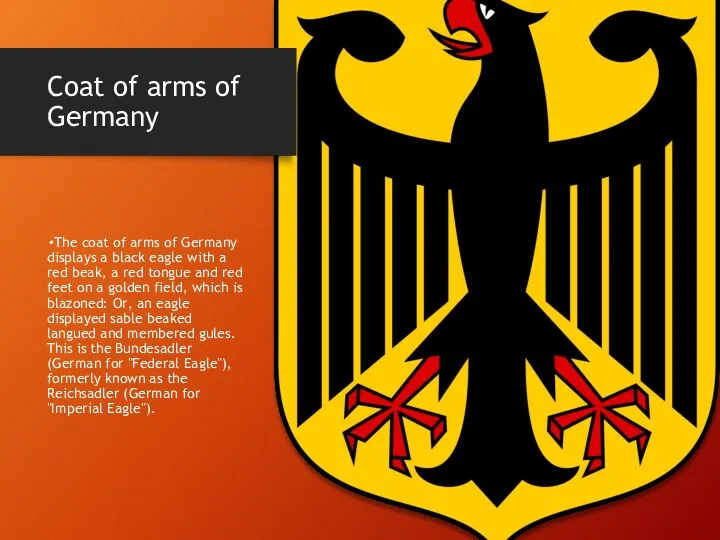 Coat of arms of Germany The coat of arms of