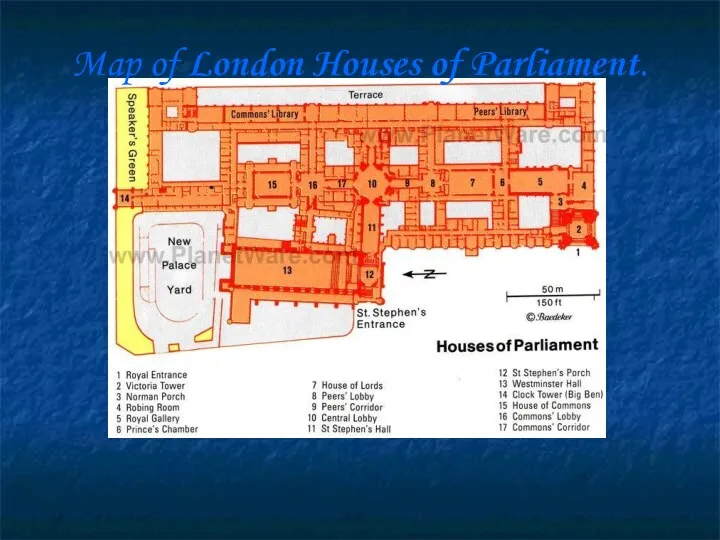 Map of London Houses of Parliament.