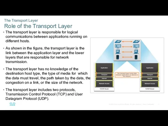 The Transport Layer Role of the Transport Layer The transport