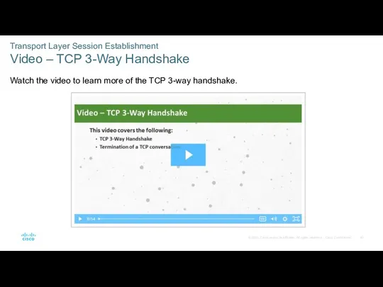 Transport Layer Session Establishment Video – TCP 3-Way Handshake Watch