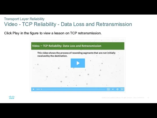 Transport Layer Reliability Video - TCP Reliability - Data Loss