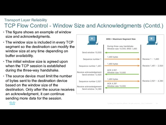 Transport Layer Reliability TCP Flow Control - Window Size and