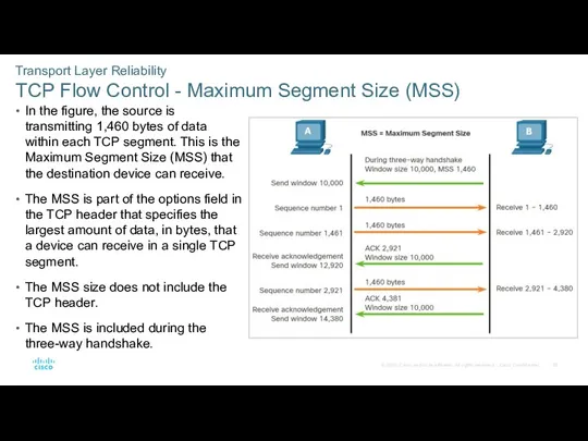 Transport Layer Reliability TCP Flow Control - Maximum Segment Size
