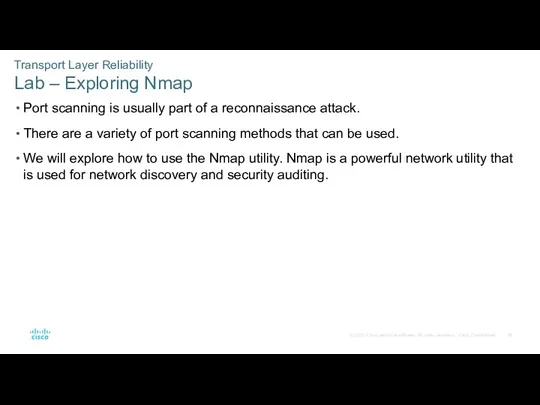 Transport Layer Reliability Lab – Exploring Nmap Port scanning is