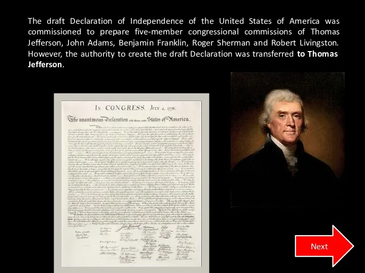 The draft Declaration of Independence of the United States of