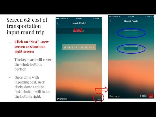 Screen 6.8 cost of transportation input round trip Click on