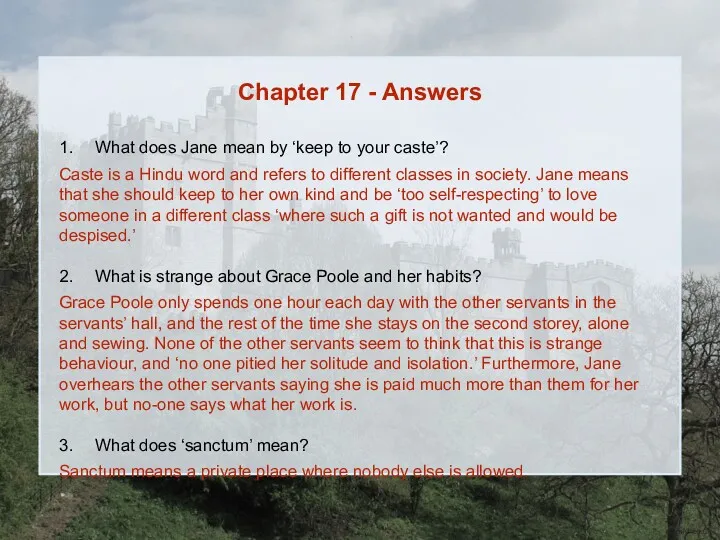 Chapter 17 - Answers 1. What does Jane mean by