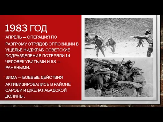 1983 ГОД АПРЕЛЬ — ОПЕРАЦИЯ ПО РАЗГРОМУ ОТРЯДОВ ОППОЗИЦИИ В