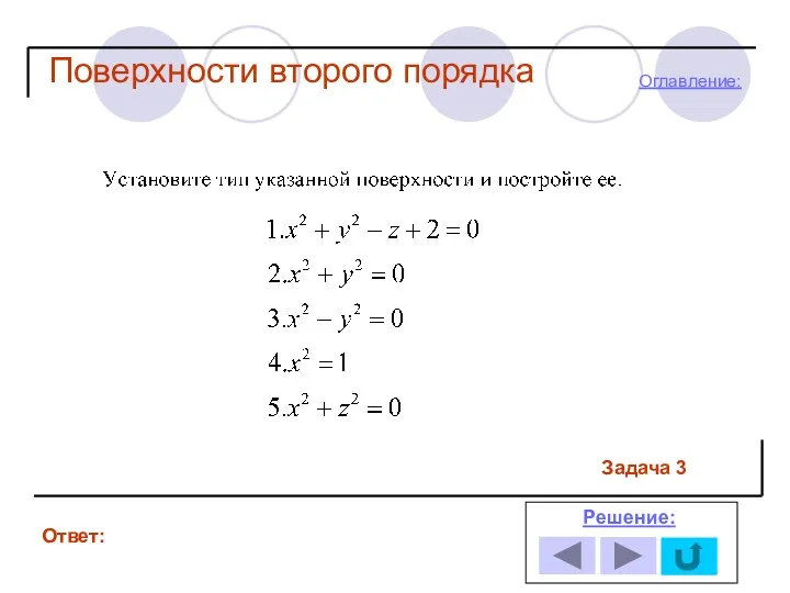 Ответ: Решение: Оглавление: Задача 3 Поверхности второго порядка