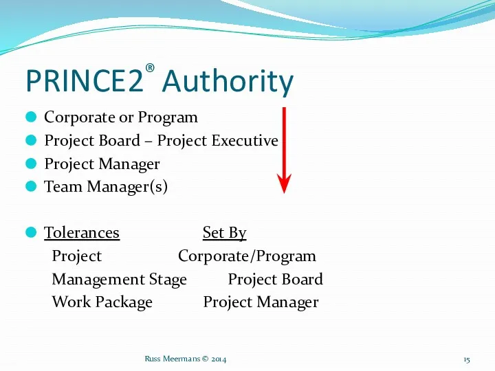 PRINCE2® Authority Corporate or Program Project Board – Project Executive