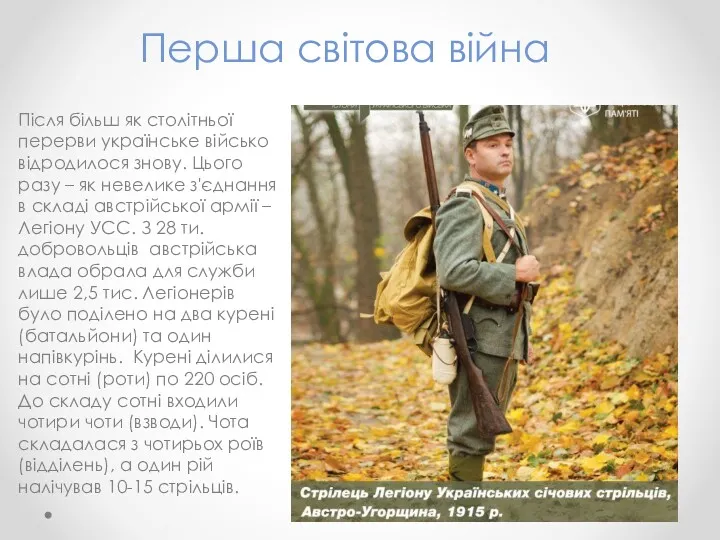 Після більш як столітньої перерви українське військо відродилося знову. Цього