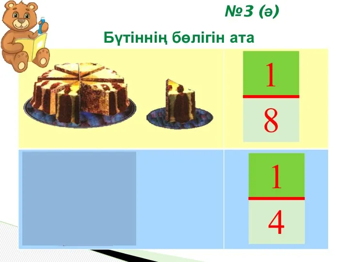 №3 (ә) Бүтіннің бөлігін ата