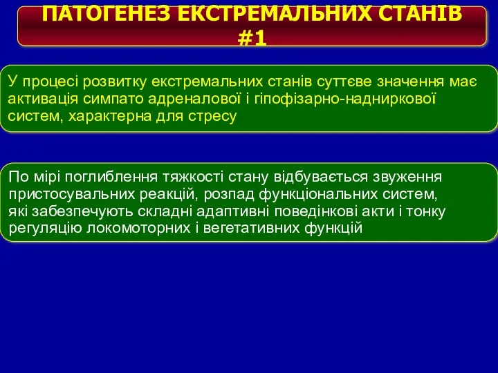 ПАТОГЕНЕЗ ЕКСТРЕМАЛЬНИХ СТАНІВ #1 У процесі розвитку екстремальних станів суттєве