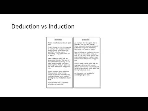 Deduction vs Induction