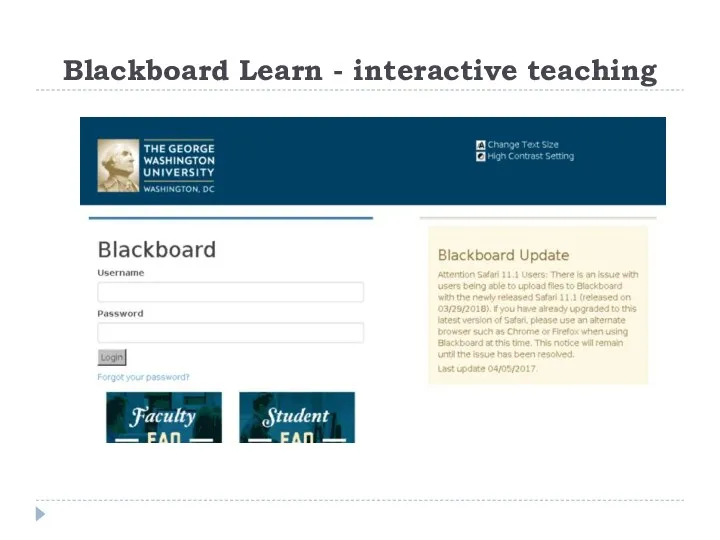 Blackboard Learn - interactive teaching
