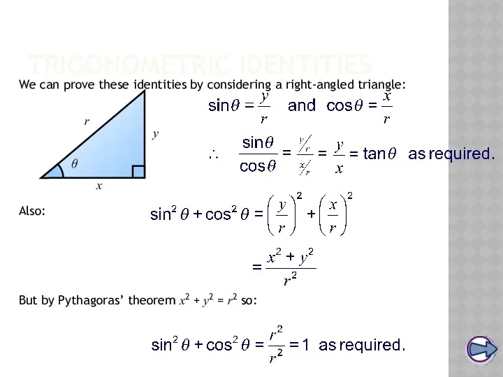 TRIGONOMETRIC IDENTITIES We can prove these identities by considering a