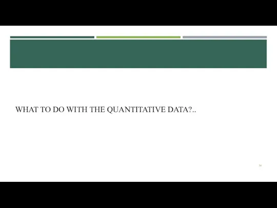 WHAT TO DO WITH THE QUANTITATIVE DATA?..