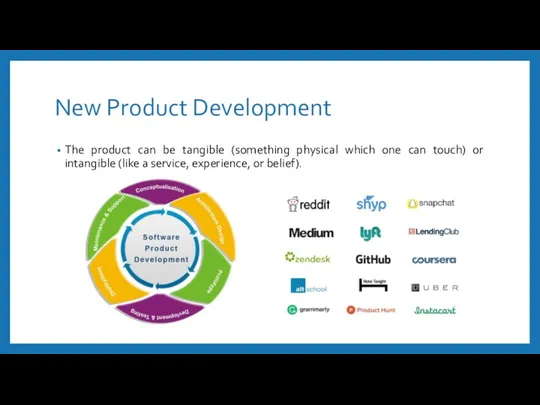 New Product Development The product can be tangible (something physical