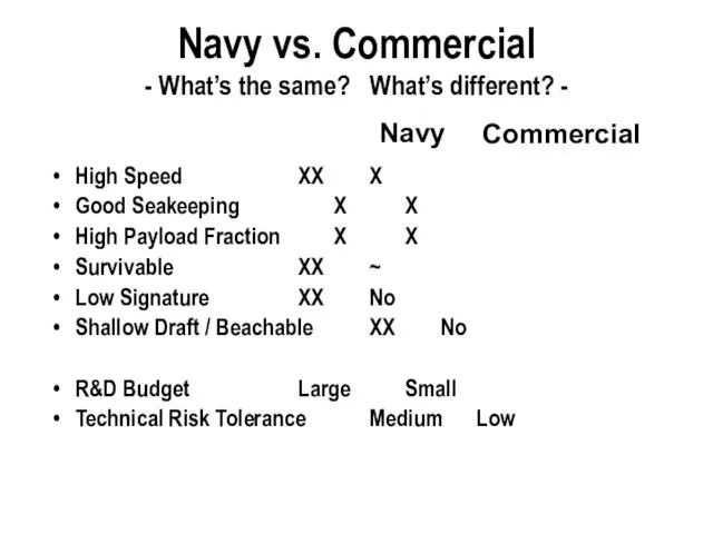 Navy vs. Commercial - What’s the same? What’s different? -