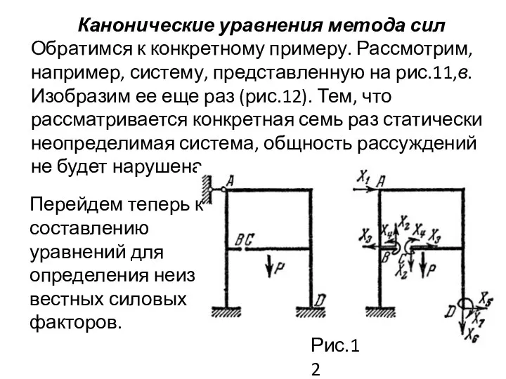 Канонические уравнения метода сил Обратимся к конкретному примеру. Рассмотрим, на­пример,