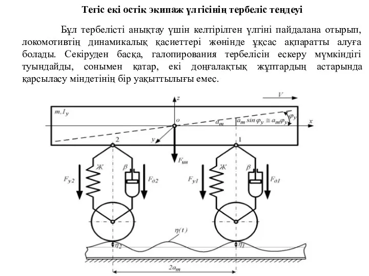 Тегіс екі остік экипаж үлгісінің тербеліс теңдеуі Бұл тербелісті анықтау