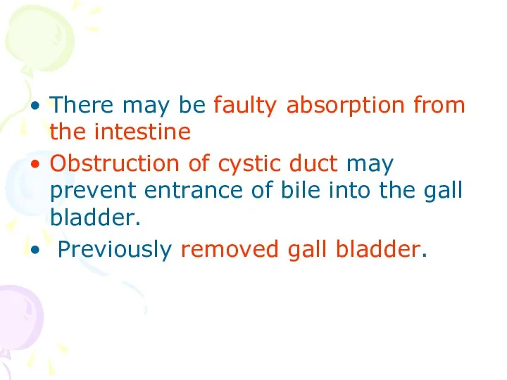 There may be faulty absorption from the intestine Obstruction of