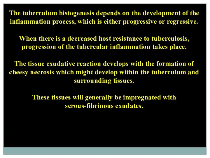 The tuberculum histogenesis depends on the development of the inflammation