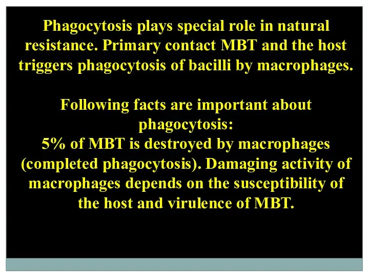 Phagocytosis plays special role in natural resistance. Primary contact MBT