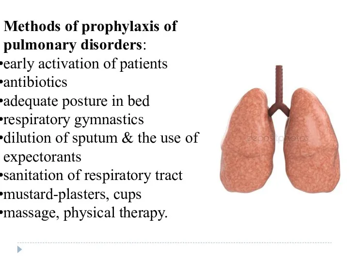 Methods of prophylaxis of pulmonary disorders: early activation of patients