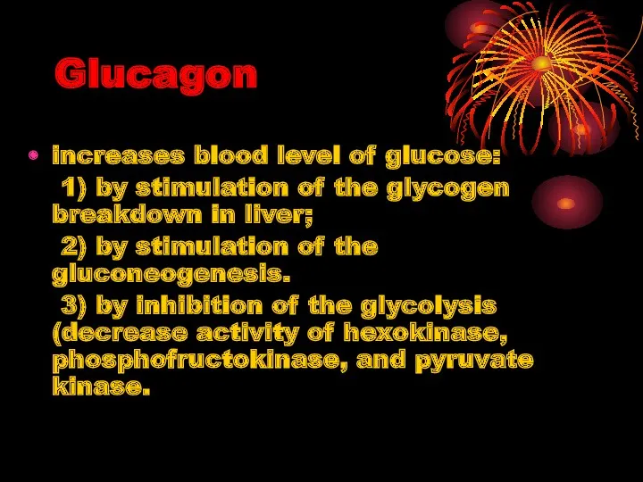 Glucagon increases blood level of glucose: 1) by stimulation of