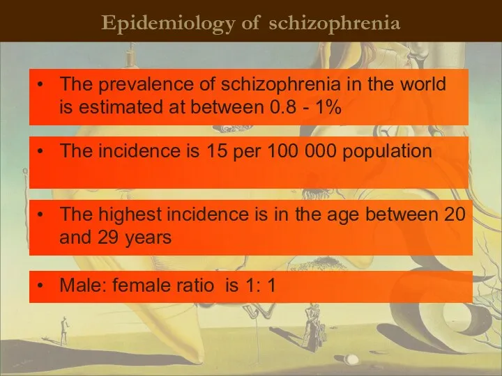 Epidemiology of schizophrenia The prevalence of schizophrenia in the world