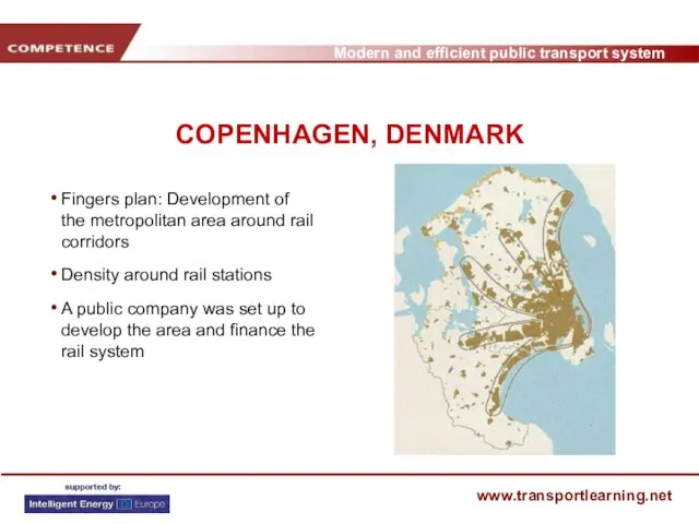 COPENHAGEN, DENMARK Fingers plan: Development of the metropolitan area around rail corridors Density