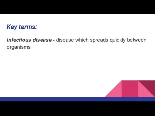 Key terms: Infectious disease - disease which spreads quickly between organisms