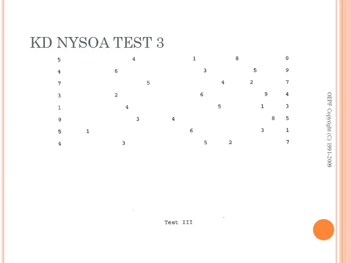 KD NYSOA TEST 3 OEPF Copyright (C) 1991-2009