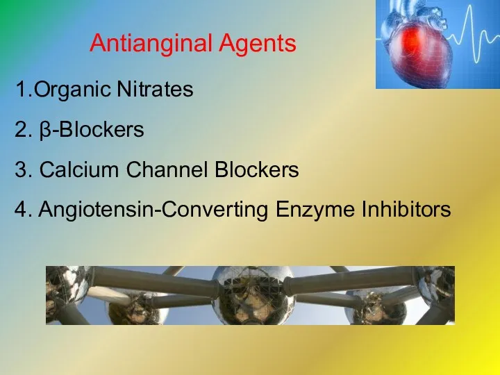 Antianginal Agents 1.Organic Nitrates 2. β-Blockers 3. Calcium Channel Blockers 4. Angiotensin-Converting Enzyme Inhibitors