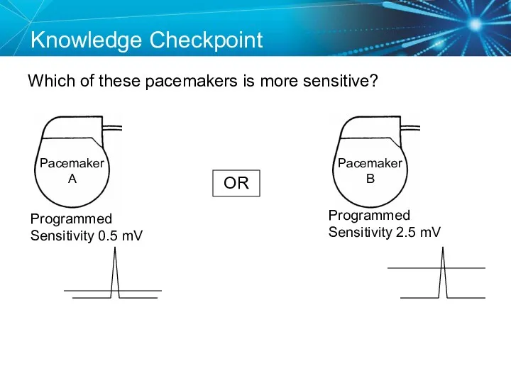 Knowledge Checkpoint Which of these pacemakers is more sensitive? OR