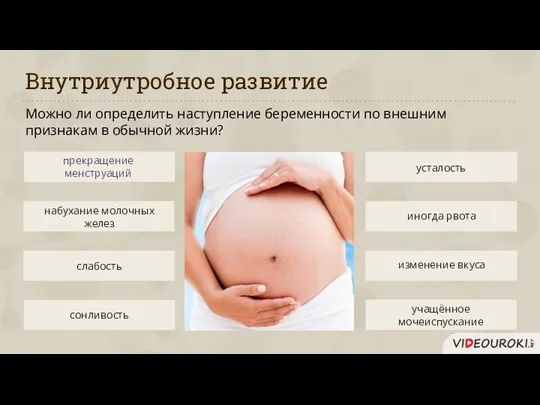 Внутриутробное развитие Можно ли определить наступление беременности по внешним признакам