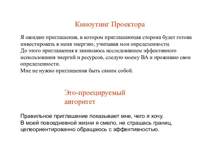 Киноутинг Проектора Эго-проецируемый авторитет Я ожидаю приглашения, в котором приглашающая