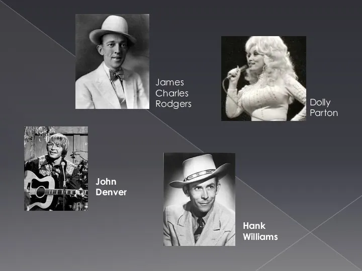 James Charles Rodgers John Denver Hank Williams Dolly Parton