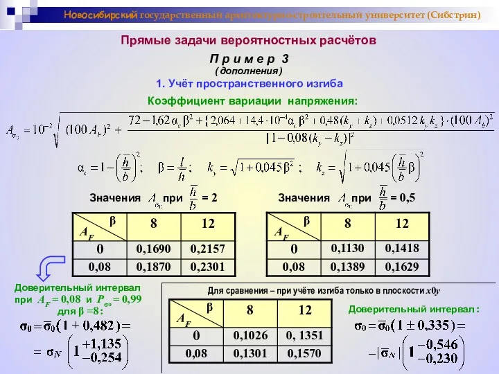 Новосибирский государственный архитектурно-строительный университет (Сибстрин) Прямые задачи вероятностных расчётов П р и м