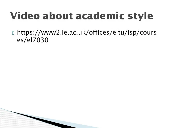 https://www2.le.ac.uk/offices/eltu/isp/courses/el7030 Video about academic style