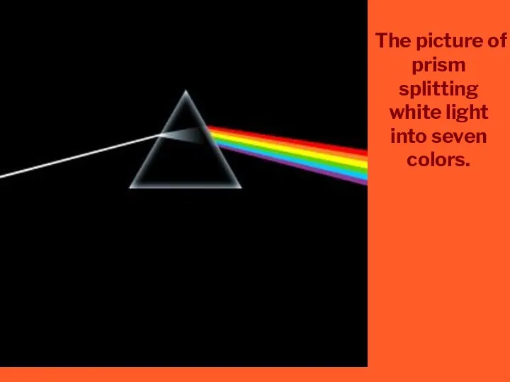 The picture of prism splitting white light into seven colors.