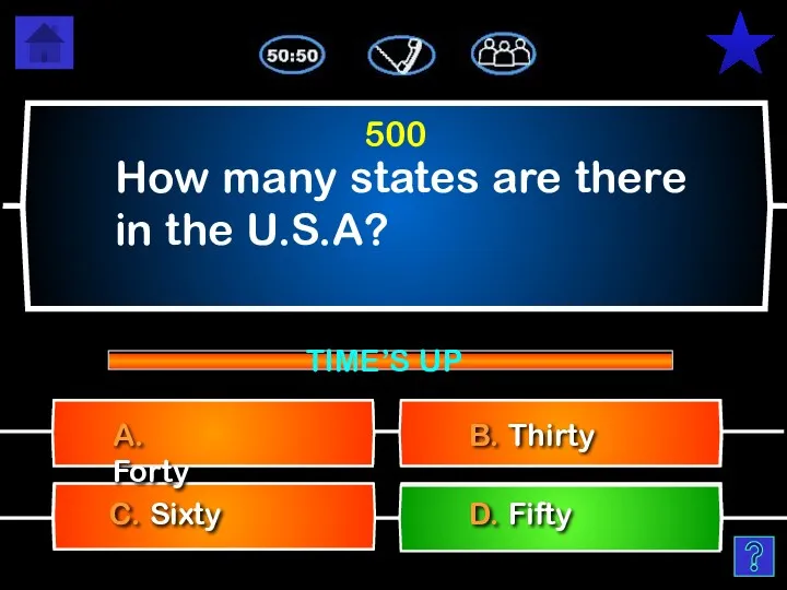 How many states are there in the U.S.A? C. Sixty