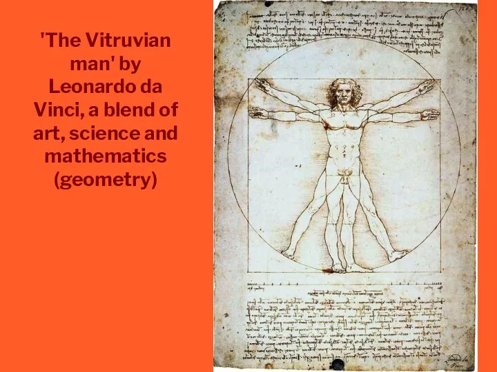 'The Vitruvian man' by Leonardo da Vinci, a blend of art, science and mathematics (geometry)