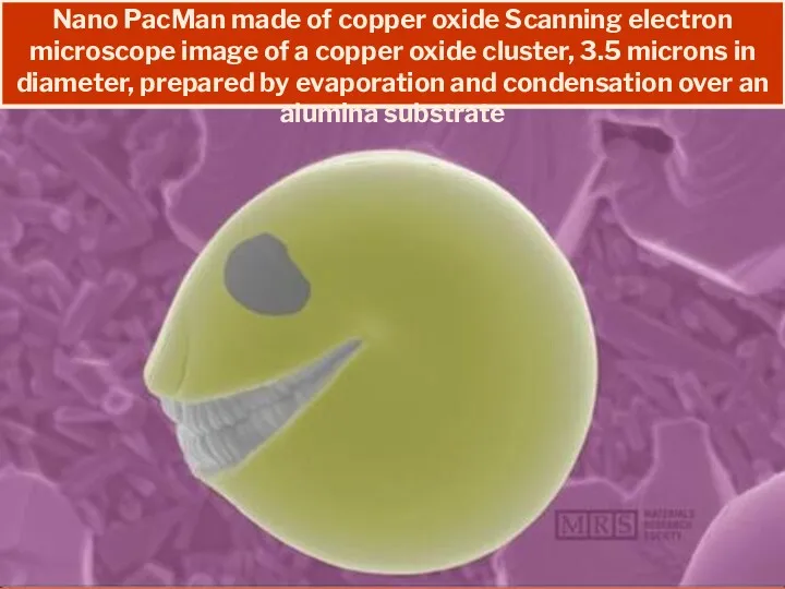 Nano PacMan made of copper oxide Scanning electron microscope image